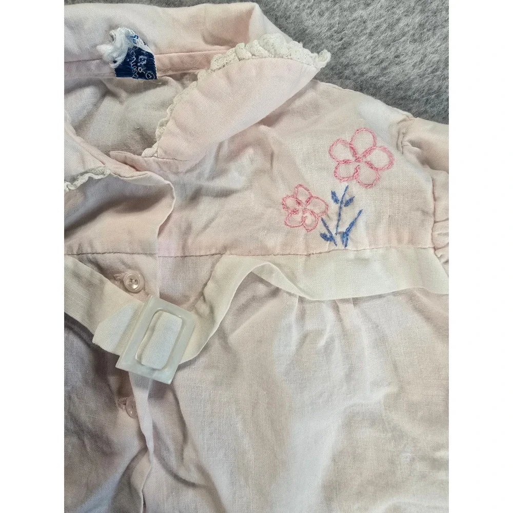 Vintage 60s/70s Baby Clothes Lot 12pc Mixed Infant Outfits Pastel 0-12M Retro - Picture 12 of 16